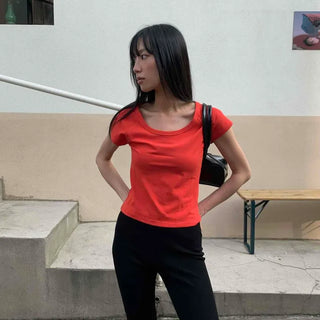 Slim Fit Plain Daily Casual Short Sleeve T-shirt
