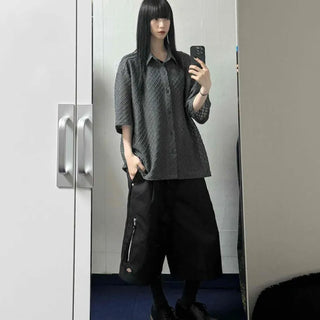 Oversized Button-Down Short Sleeve Daily Shirt