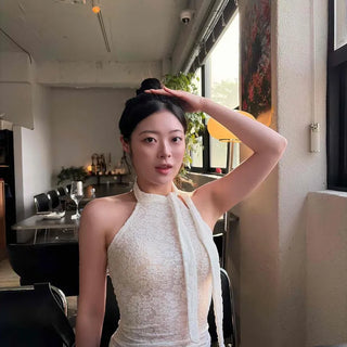 Fitted Cutout Backless Ribbon Date Sleeveless