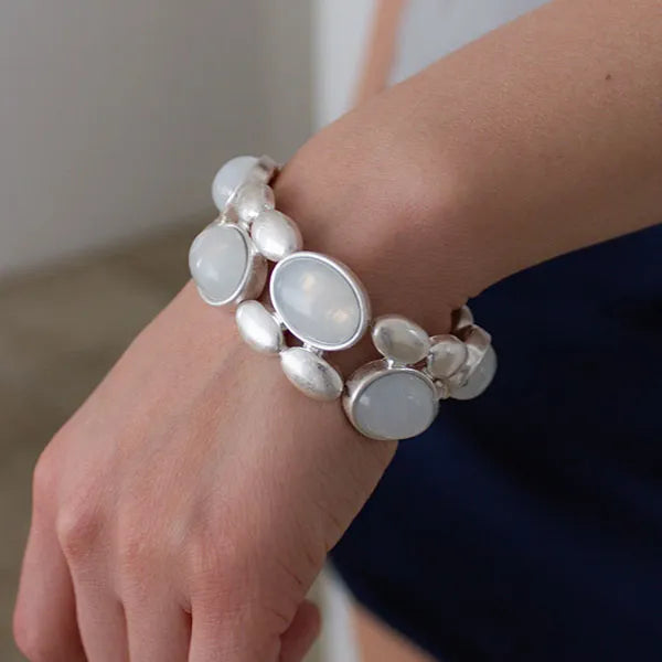 White ball bangle bracelet
