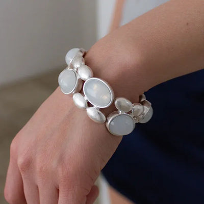 White ball bangle bracelet