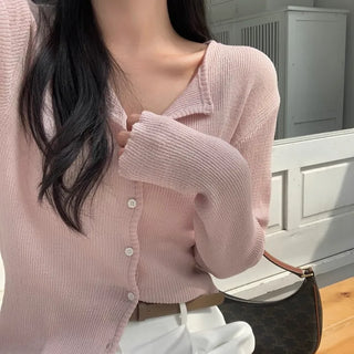 Berries Linen Ribbed Knit Cardigan
