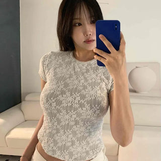 Slim Fit Floral Feminine Daily Short Sleeve T-shirt