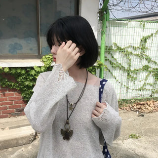 Summer linen boxy round knit
