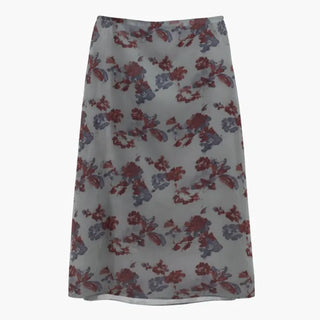 Raw Flower Chiffon Midi Skirt