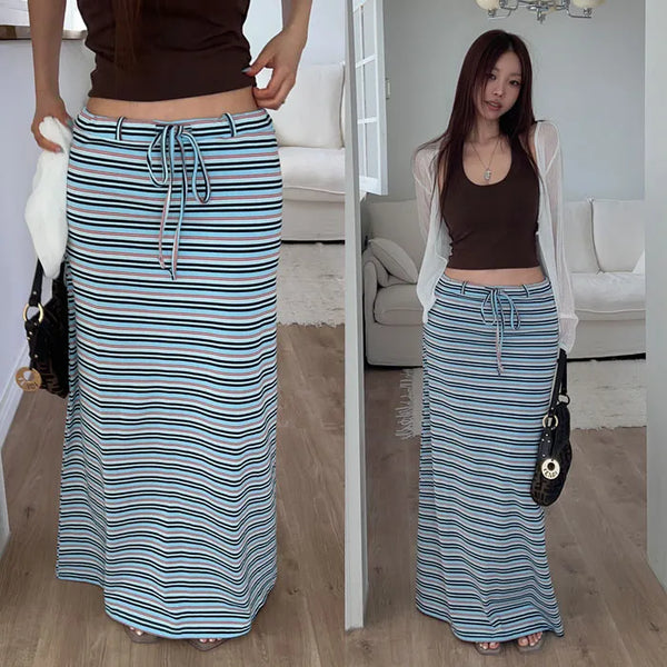 Dye striped long skirt