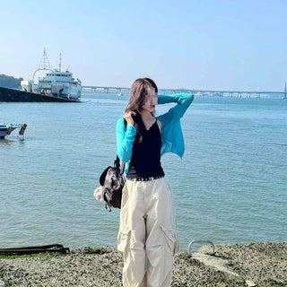 See-through Button Plain Regular Fit Long Sleeve Cardigan