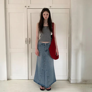 Testy Cutout Denim Long Skirt
