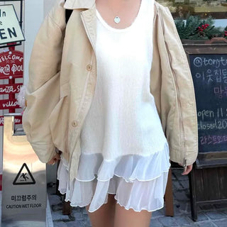 Frill Layered Plain Sleeveless Daily Mini Dress
