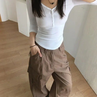 Super Slim Fit 3/4 Sleeve Button Tee