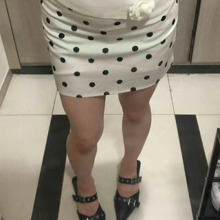 Loen Zipper Dot Straight H-Line Daily Mini Skirt