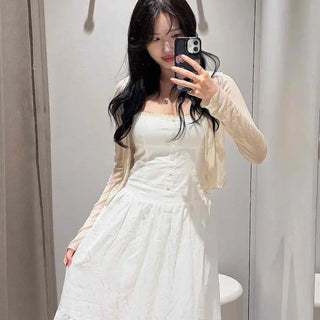 Loose-fit Plain Long-sleeve Daily Cardigan