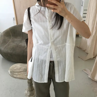 Lazy Button Blouse (2 colors)