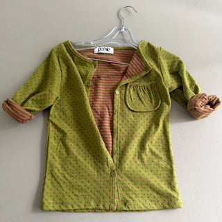 Dot Stripe Contrast Pocket Slim 3/4 Sleeve Cardigan