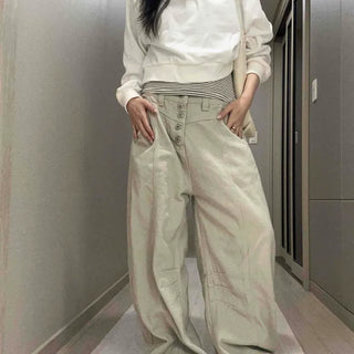 Color Block Layered Loose Fit Long Sleeve Sweatshirt