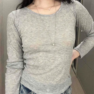 Plain Regular Fit Long Sleeve Daily T-shirt