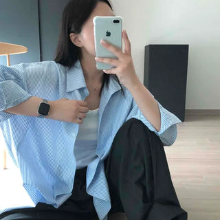 Sebel Oversized Striped Button-Down Long Sleeve Shirt