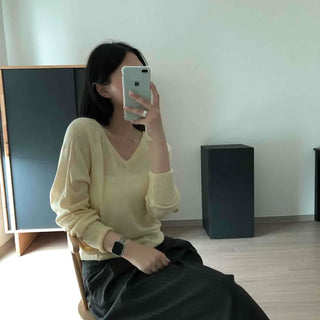 Loose Fit Plain Long Sleeve Daily Casual