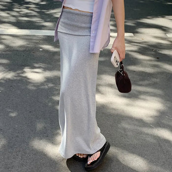 Chai folding long skirt