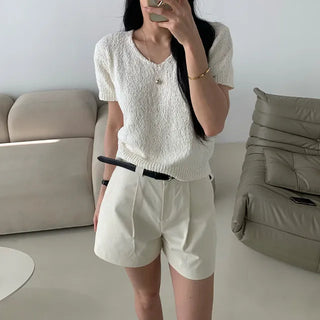 V-neck Summer Short Sleeve Knit