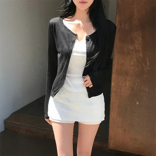 Blaine Round Ribbed See-through Cardigan