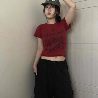 Lettering Print Regular Fit Daily Short Sleeve T-shirt