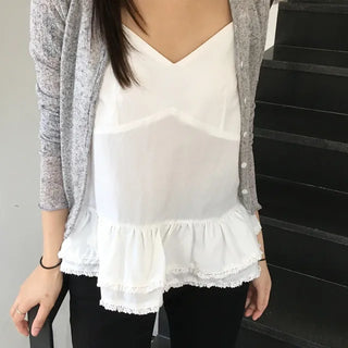 Striped Frill Sleeveless Blouse