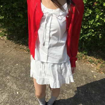 Bird Frill Sleeveless Blouse
