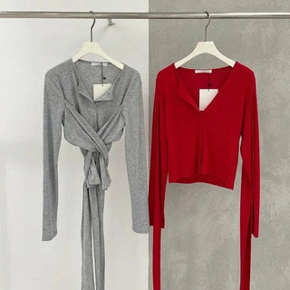 Unique Wrap Cardigan Layered Transitional Tee Inner Tee