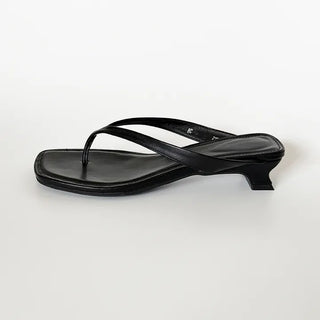Oblique Flip Heel oblique flip heel_black  Summer Square Sandals Mules Flip-flops heels