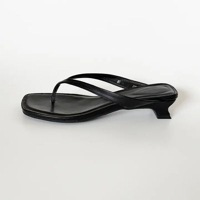 Oblique Flip Heel oblique flip heel_black  Summer Square Sandals Mules Flip-flops heels