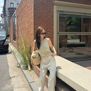 Sheer Knit Sleeveless  Basic Sleeveless Summer Knit Sleeveless