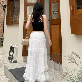 Loose-fit Tiered A-line Daily Long Skirt