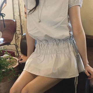 Loose Fit Shirred Frill String A-Line Mini Dress