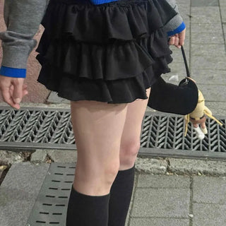 Frill Shirred Layered Daily Mini Skirt