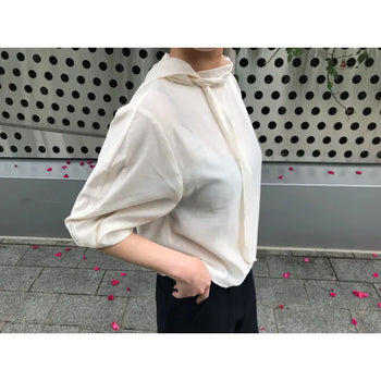 Rib Tie Blouse (2 colors)