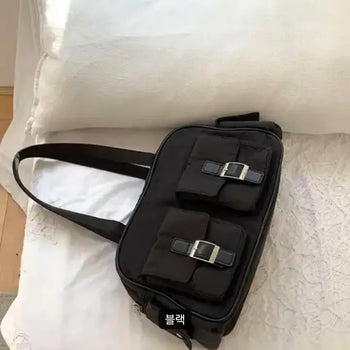 Unique pocket custom bag Nylon two-pocket daily shoulder bag