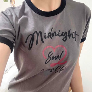 Color Block Lettering Graphic Regular Fit Daily Short Sleeve T-shirt