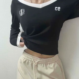 Color Block Slim Fit Casual Daily Long Sleeve T-shirt