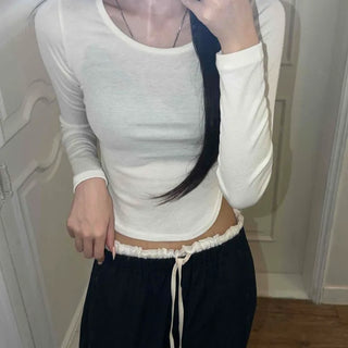 Slim Fit Fitted Plain Basic Daily Long Sleeve T-shirt