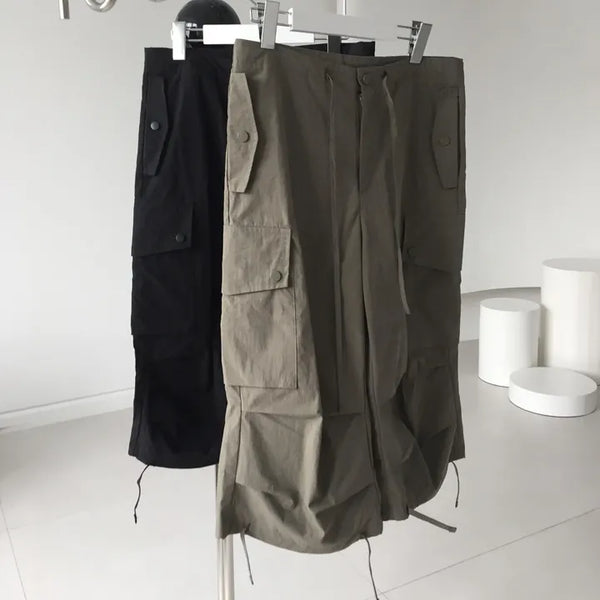 Knee-length Cargo Bermuda Shorts Parachute Capri Refrigerator Pants