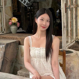 Frill Shirred Flower Sleeveless Tiered Blouse