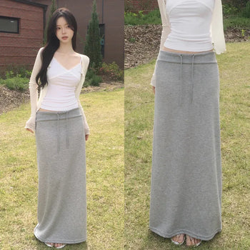 Pinterest Vibe, Low-Rise Elastic Training Maxi Long Skirt