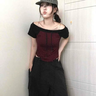 Color Block Stripe Raglan Regular Fit Short Sleeve T-shirt