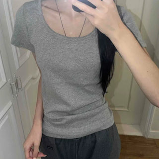 Slim Fit Plain Short Sleeve Basic Casual Short Sleeve T-shirt