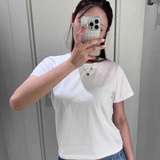 Loose Fit Plain Short Sleeve Daily T-shirt