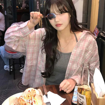 Riel Oversized Check Button-Down Long Sleeve Shirt