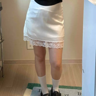 Pavel Satin Lace Mini Skirt
