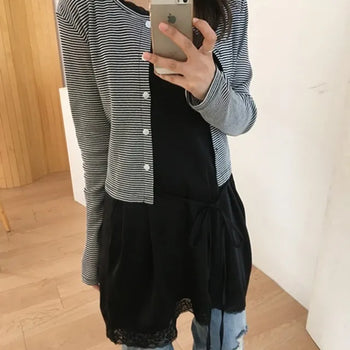 *Delicate Fit* Peanut Striped Cardigan