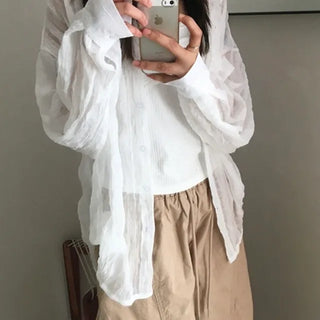 Delicate See-through Seersucker Overshirt